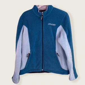 Spyder Teal Light Blue Cozy Fleece Zip-up Ski Snow Winter Jacket X Large
